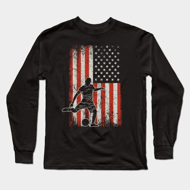 USA Flag Soccer Player Long Sleeve T-Shirt by ryanjaycruz